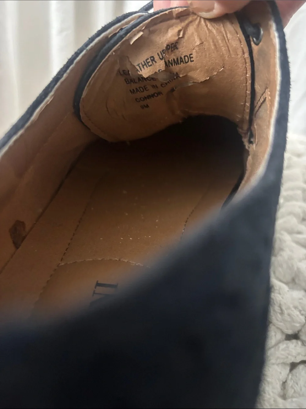 Alfani Navy Suede Wingtip Derbys with Brown Sole